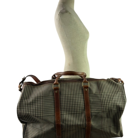 Genuine Vintage POLO RALPH LAUREN Houndstooth Weekender Travel Bag Duffel 90s - Picture 2 of 16